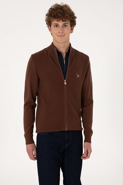 U.S. Polo Assn. Men's Brown Basic Knitwear Cardigan 50288871-Vr029