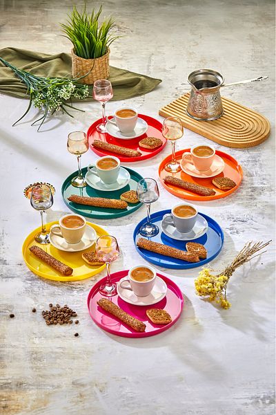 YzHome 6-Person Plastic Mica Color Presentation Serving Tray Tray 22cm Only Tray