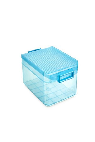 Tatay Storage Box with Lid, 4.5L Capacity, with handles, BPA Free, Turquoise. Dimension 12 x 30 x 19 cm