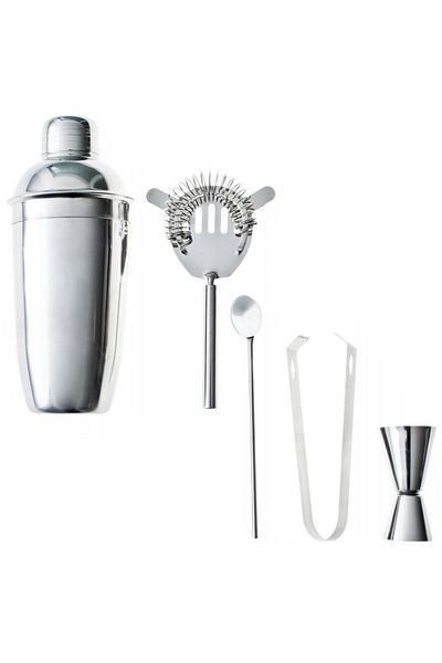 zola Bar set, for making drinks, with 5 accessories, silver