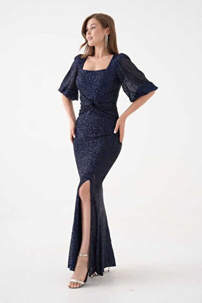 CİXAPLE Βραδινό φόρεμα με παγιέτες με μισό μανίκι