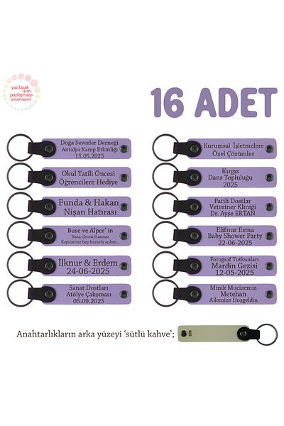 Miaju Set of 16 Memory Keychains with Names, Purple Violet & Milky Coffee, for 40 Kite Mevlüdü
