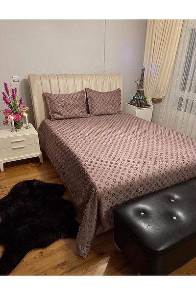 d'niss home touch of nature in your home 3 Piece Double Bedspread with Pompom Pattern