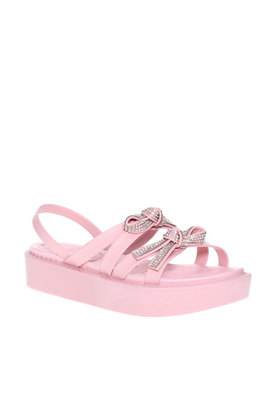 Molekinha صندل وردي للفتيات الصغيرات بحزام خلفي | صنع في البرازيل