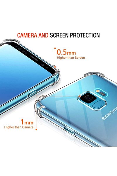 SKYDDAR INNOVATION Carcasă pentru Samsung Galaxy S9, rezistentă la șocuri, transparentă, subțire, din silicon, set de autocolante