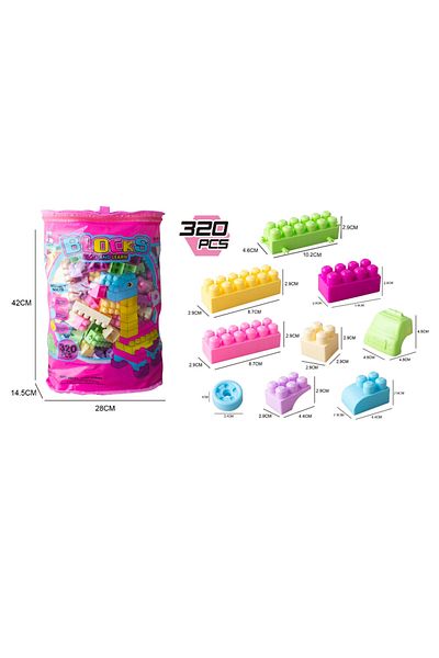Point Plus The original building blocks game - 320 pieces in various colors in a practical handbag - suitable for ages 3 and up