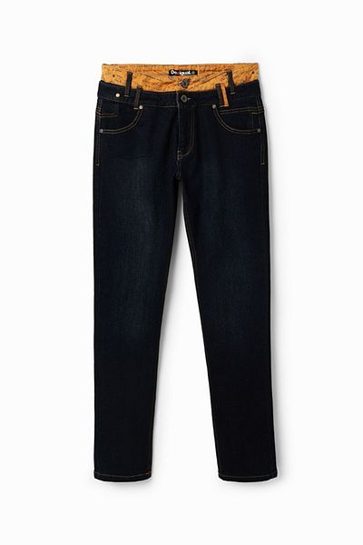 Desigual Brais Double-Waisted Jeans, Navy, 34 US