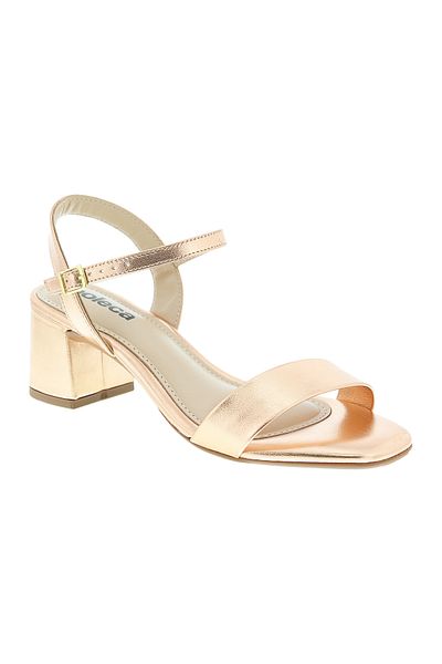 Moleca Ladies Mid Heel Sandals Rose Gold | Made In Brazil