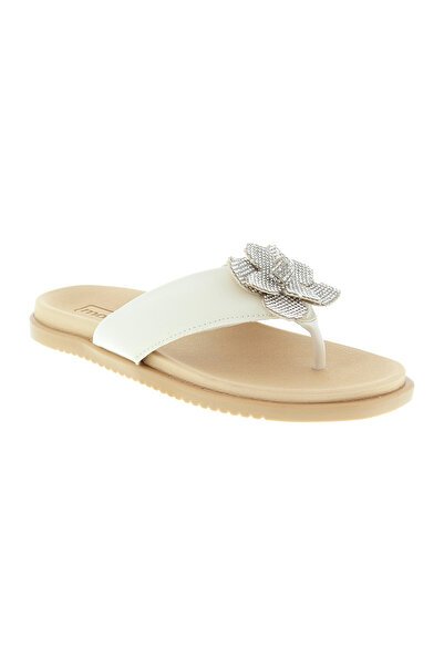 Moleca صندل مسطح للسيدات باللون الأبيض العاجي | صنع في البرازيل