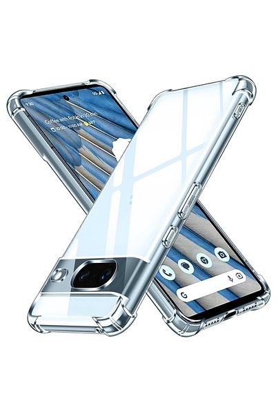 SKYDDAR INNOVATION Carcasă pentru Google Pixel 8a, rezistentă la șocuri, transparentă, subțire, din silicon, set de autocolante