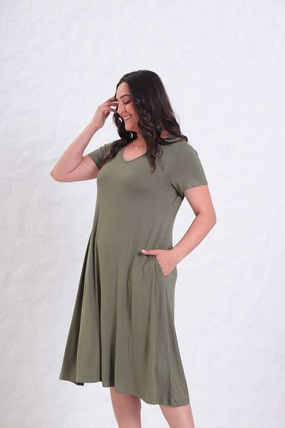 Markasız ucuz Viscon Fabric Pocket Summer Dress