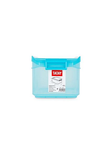 Tatay Storage Box with Lid, 4.5L Capacity, with handles, BPA Free, Turquoise. Dimension 12 x 30 x 19 cm