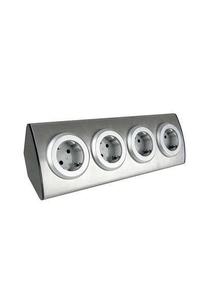 Homelux Bloc multipriza Strohm 4 prize, 95x55x280mm, protectie copii, gri