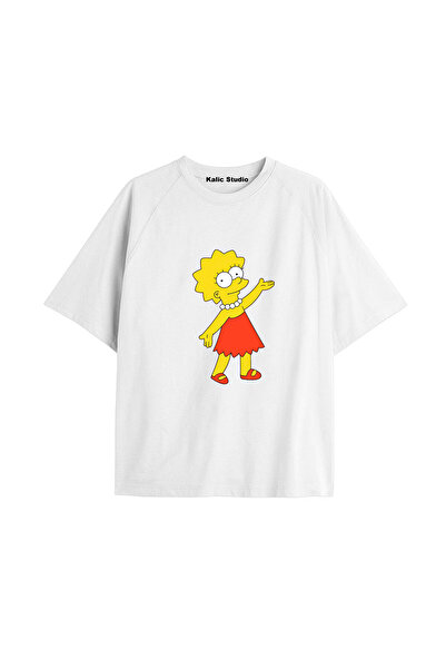 Kalic Studio Tricou alb imprimat cu Simpson, model Y2K, cod 279