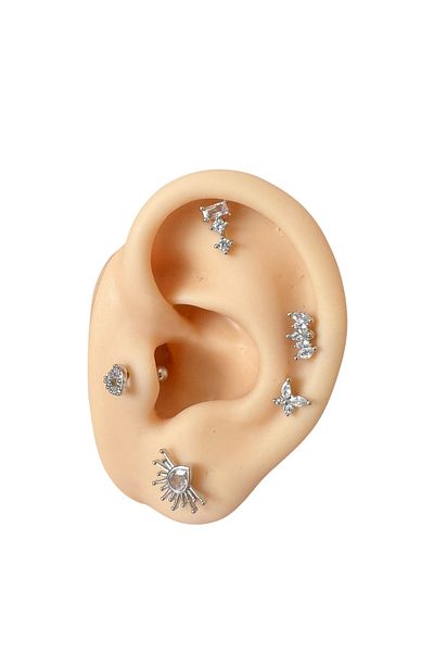 My Bellas Jewels Surgical Steel Tragus Piercing, Helix, Flat, Conch, Lobe (1 Piece Optional)