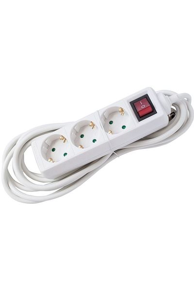 Homelux Power Extension Cord Strohm, 3 outlets, child protection, 3x1mm, 5 meters, white