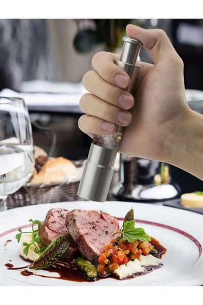 Tahtakale Dünyası Black Pepper Salt Mill Press Steel Spice Grinder Salt Shaker Pepper Shaker