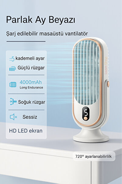 Lazım Shop 2 Fanlı Vantilatör Şarjlı Masaüstü Fan