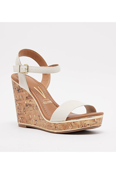 VİZZANO صندل نسائي بكعب إسفيني من فيزانو باللون الأبيض الفاتح | صنع في البرازيل