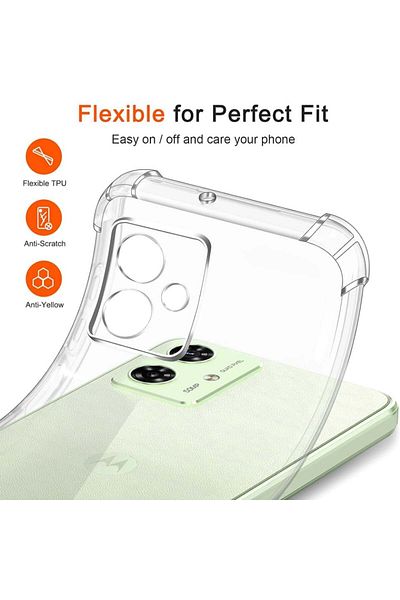 SKYDDAR INNOVATION Carcasă pentru Motorola Moto G55, rezistentă la șocuri, transparentă, subțire, din silicon, set de autocolante