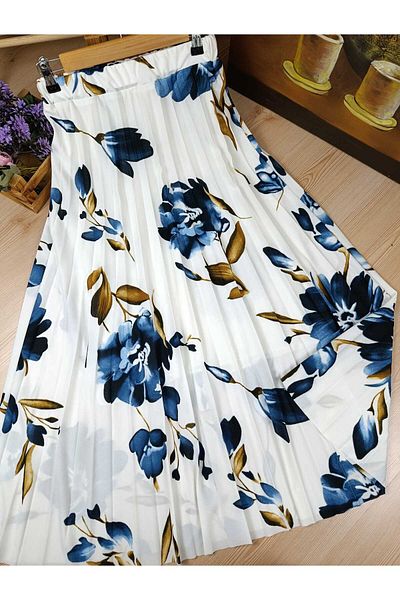 ALMİNA Standard Size, Crepe Fabric, Half-Lined Pleated Skirt