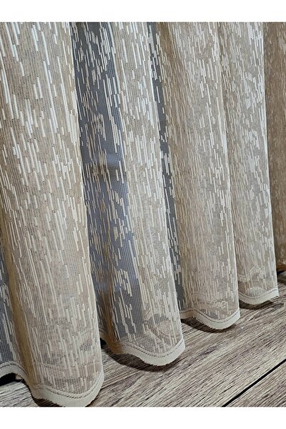 Taç Farbateks Planting Rain Plain Plain Mink Beige Colored Ironing Ask 2 Layers Pleated Tulle Curtain