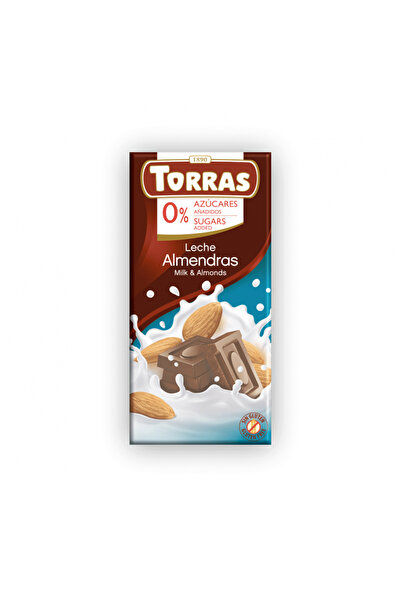 TORRAS شوكولاتة الحليب واللوز خالية من السكر والغلوتين 75 جرام