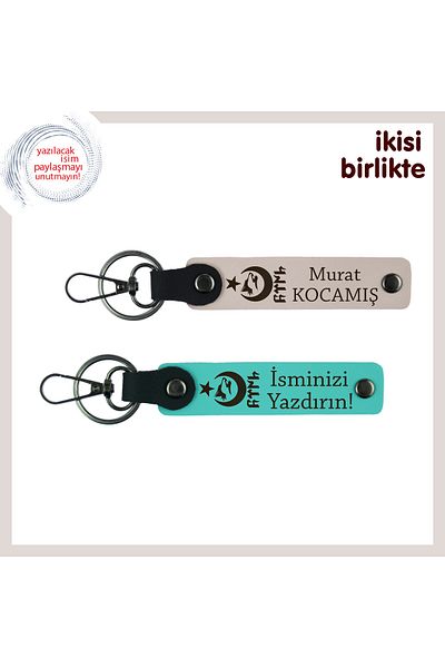Miaju Special for Wife Ayyıldız Kurt Göktürk Armağan, Personal Keychain Set Meaningful for Anniversary, Powder-Turquoise