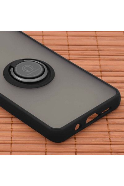 SKYDDAR INNOVATION Case for Samsung Galaxy A12 / Galaxy A12 Nacho, Glinth with 360° Rotating Ring, Black, sticker set