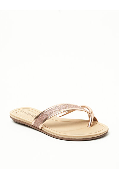 Beira Rio صندل مسطح للسيدات باللون الذهبي الوردي | صنع في البرازيل