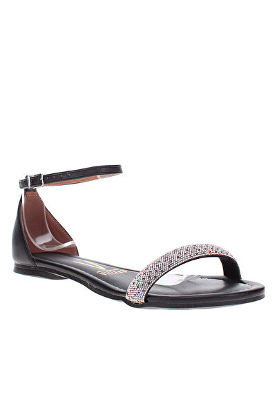 VİZZANO صندل فيزانو نسائي مسطح أسود | صنع في البرازيل