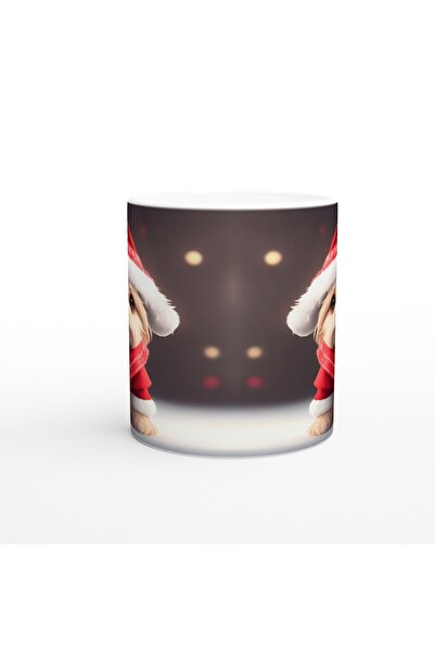 MESCHAIN كوب مطبوع عليه جرو لطيف مع زي عيد الميلاد