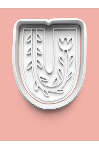 AKTASTORE قالب كوكيز على شكل حرف U منقوش وقالب عجينة السكر