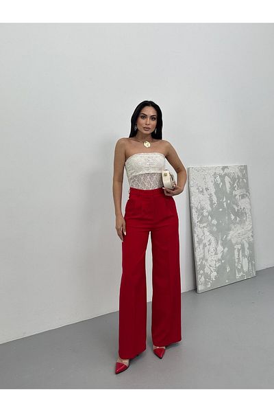 Juste Pleated Palazzo Trousers Red