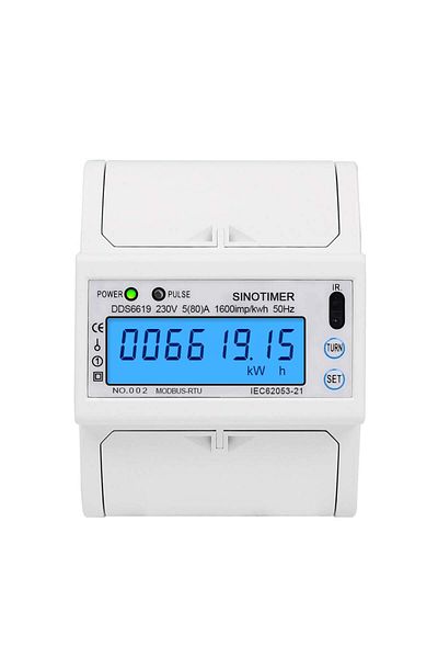 INNOVIX Single Phase Meter DDS6619-015, LCD, RS485, 230V 5(80)A, 4-Pole, White, Energy Efficient