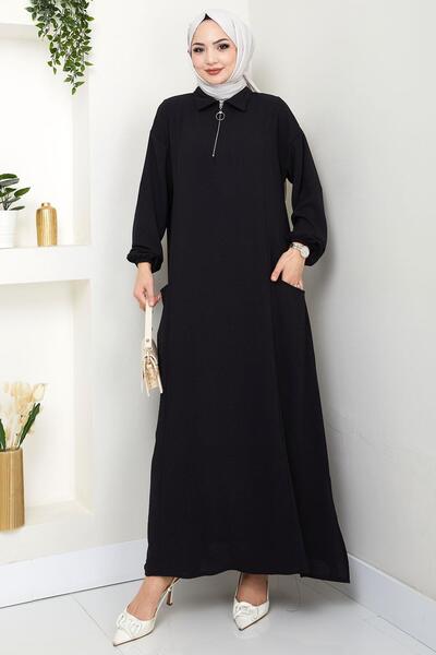hafsamina Ayrobin Suit with Half Zipper Pocket Black Hm2759