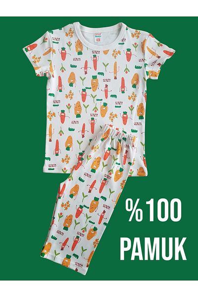 çamaşır bahçesi kendinize iyi bakın 100% Cotton Boy's Capri Suit # Printedchildcapritakim # Sebzedesenlitakim # Laundry Garden