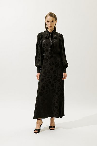 Manuka Jacquard Satin Skirt Brown