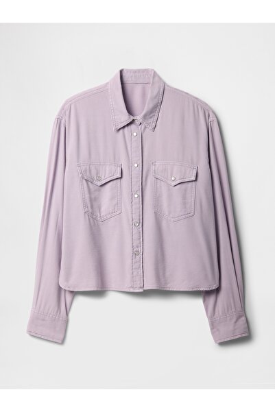 GAP Kadın Lila Denim Western Gömlek