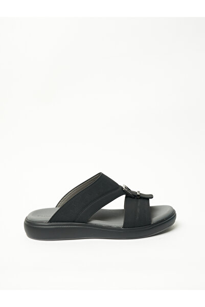 Geoomnii صنادل عربية رجالية سوداء | صنع في الهند