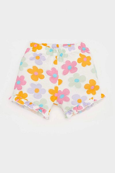 DeFacto E0684 Ecru Baby Girl 2-Piece Set Printed Short Sleeve T-Shirt Floral Shorts