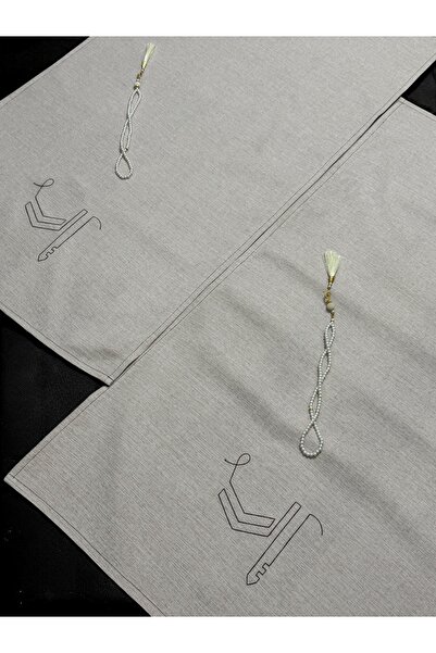 AYHANHOME Ζευγάρι Μίνιμαλ Καβέ Κεντημένο Λινό Χαλί Προσευχής Προίκα Δώρο