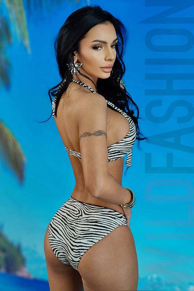 WildFashion 2-piece swimsuit with zebra print and glitter SW2327-108 S