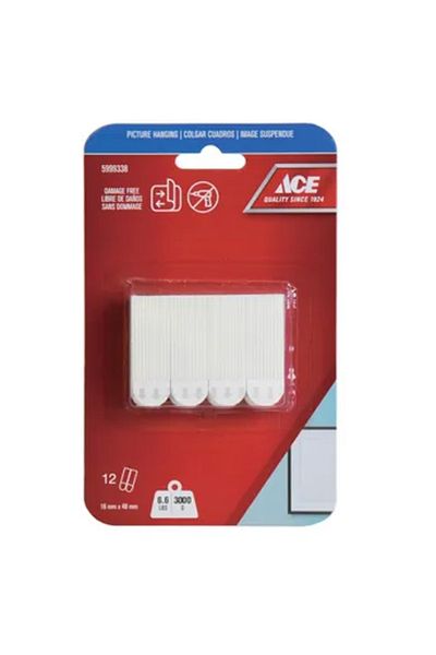 ACE Adhesive Picture Hanging Strips (12 Pairs, 1.6 x 4.8 cm, White)