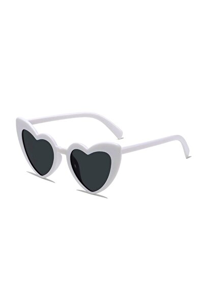 Optim Solution Women's Heart-Shaped Sunglasses, White
