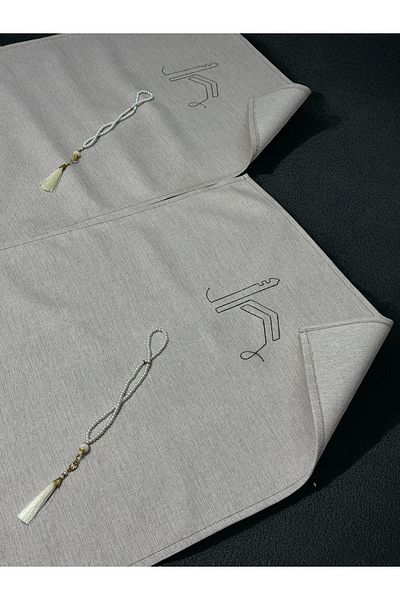 AYHANHOME Double Minimal Kaaba Embroidered Linen Prayer Rug Prayer Mat Dowry Gift