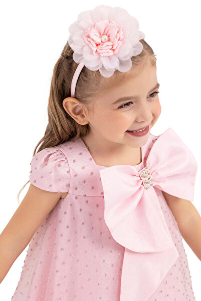 Pamina Short Dress for Girls, - with Headband and Embossed Details, Pink, 33165 - 110 cm