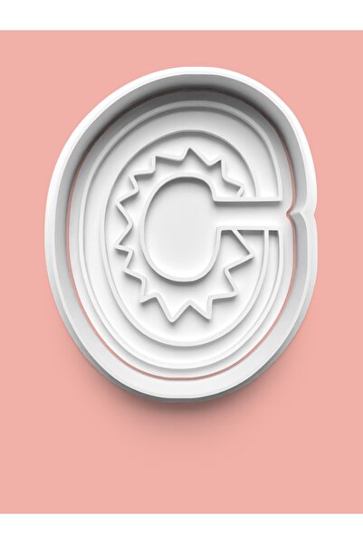 AKTASTORE قالب كوكيز على شكل حرف C منقوش وقالب عجينة السكر