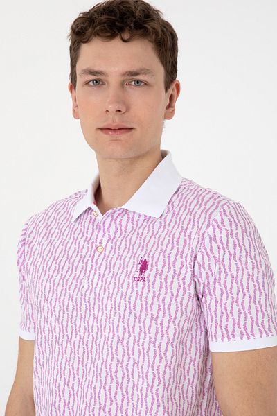 U.S. Polo Assn. Men's Regular Fit Polo Neck Violet Pattern T-Shirt 50311944-Vr037