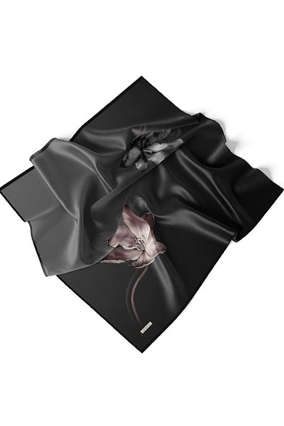Armine Σειρά Nostalgia Silk Sura Scarf 8737ds-54 Floral Pattern Μαύρο-βιζόν